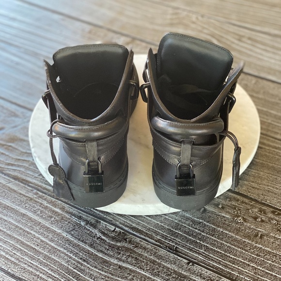 Men's BUSCEMI Matt BLK Leather High Top Sneakers - Picture 7 of 8